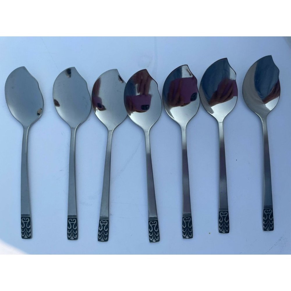 Carlyle Cameo Stainless Set Of 7 Jelly Spoons Made In Hong Kong